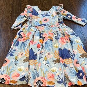 Charming Floral Kids Dress with Ruffle Sleeves
